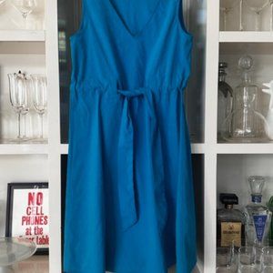 Theory Linen Blend Blue Vneck dress
